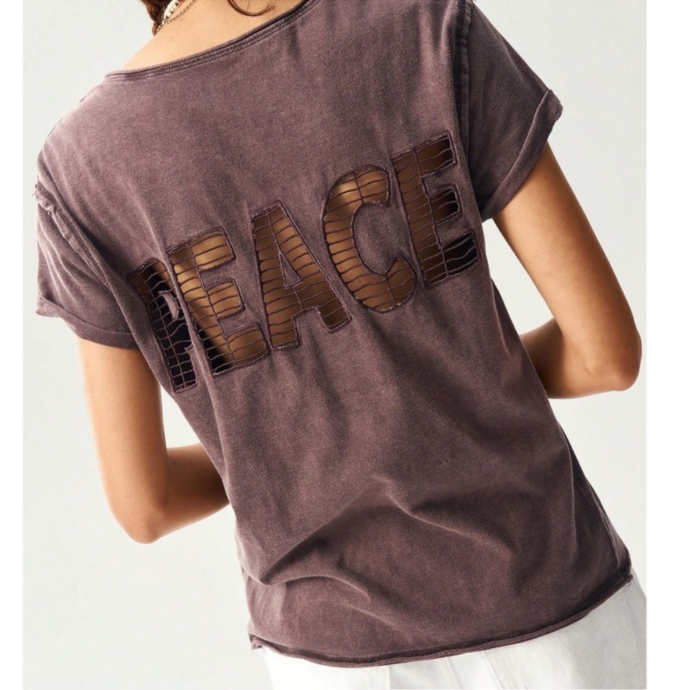 Mineral Wash V Neck Reverse Stitch Short Sleeve Top S M L